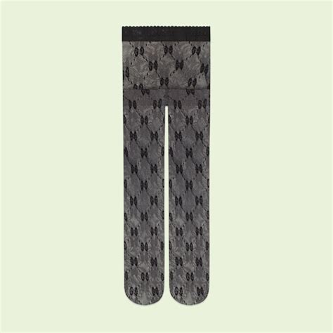 gucci collant à effet usé noir|Collants GG en maille en noir et argenté .